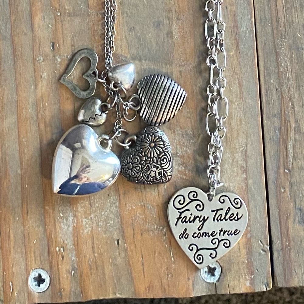 Pair of long heart necklaces